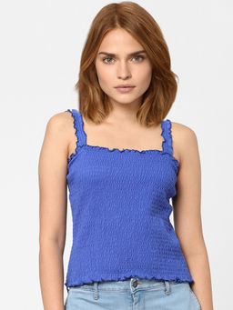 VERO MODA - Women Textured Blue Casual Top