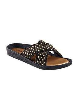 Neeman's - Ethnic Cross Strap Flats - Black