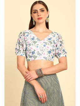 Soch - Off White Floral Printed Georgette Padded Stitched Blouse