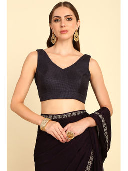 Soch - Navy Blue Textured Jute Princess Line Padded Stitched Blouse