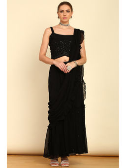 Soch - Black Sequinned Embellished Georgette Co-Ord (Set of 4)