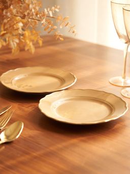 Pure Home + Living - Set of 2 Citrine Gold Elegant Dessert Plate