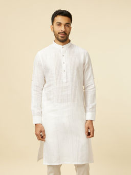 Manyavar - White Linen Plain Kurta