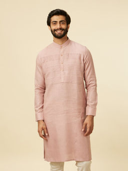 Manyavar - Pink Linen Embroidery Kurta