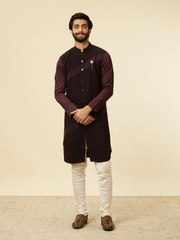 Manyavar - Wine Blended Rayon Embroidery Kurta