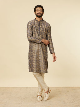 Manyavar - Blue Art Silk Embroidery Kurta with Pyjama (Set of 2)