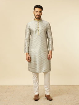 Manyavar - Green Art Silk Embroidery Kurta with Pyjama (Set of 2)