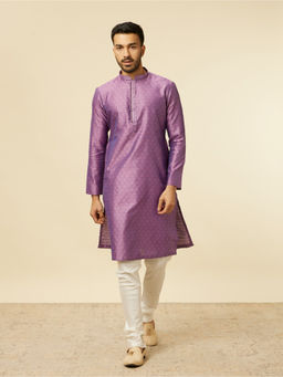 Manyavar - Purple Art Silk Embroidery Self Texture Kurta with Pyjama (Set of 2)