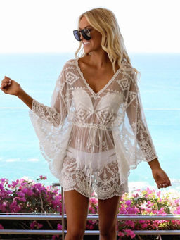 Addery - White Elegant Lace Sarong Dress