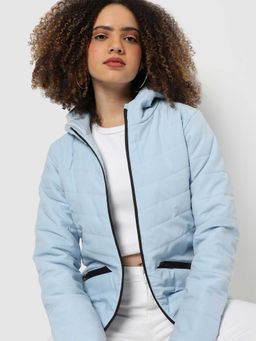 Campus Sutra - Womens Blue Puffer Jacket