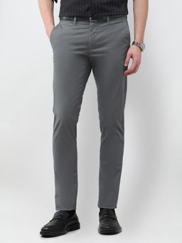 U.S. POLO ASSN. - Men Grey Austin Slim Fit Satin Smart Casual Trousers