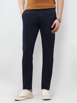 U.S. POLO ASSN. - Men Blue Austin Slim Fit Satin Smart Casual Trousers