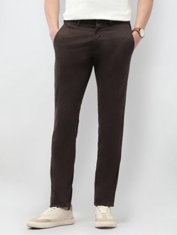 U.S. POLO ASSN. - Men Brown Austin Slim Fit Satin Smart Casual Trousers