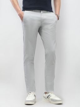 U.S. POLO ASSN. - Men Grey Austin Slim Fit Satin Smart Casual Trousers