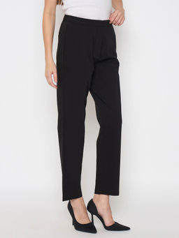 Madame - Alex Waist Belt Detail Solid Black Trouser