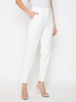 Madame - Alex Waist Belt Detail Solid White Trouser