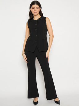 Madame - Sleeveless Button Front Black Co-Ord (Set of 2)