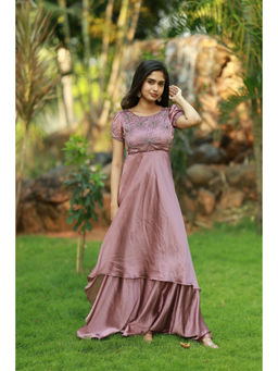 Fiorebymalar - Women Mauve Veda Layered Gown