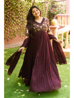 Fiorebymalar - Brown Trishla Anarkali with Dupatta
