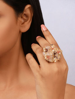 House of D'oro - Multi-Colour Contemporary Pearl Finger Ring