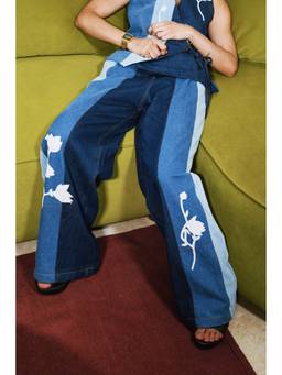 Doodlage - Blue Ember Denim Panelled Jeans
