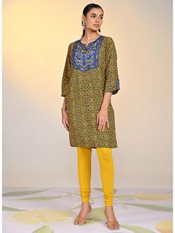 Lakshita - Women Blue Printed Cotton Blend Kurta with Leggings (Set of 2)