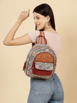 Anekaant - Tan & Multicolor Printed Backpack