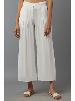 W - White Solid Parallel Pant