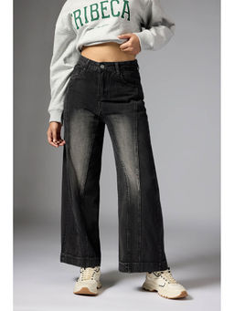 FREAKINS - Burnt Slate Charcoal Panelled Jeans