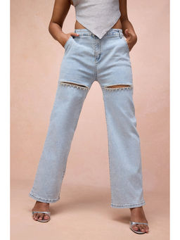 FREAKINS - Aria Light Blue Rhinestone Cut-Out Jeans