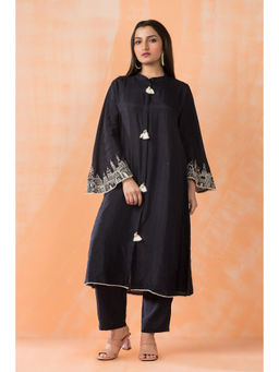 Sacred Suta - Blue Silk Kurta with Pant (Set of 2)