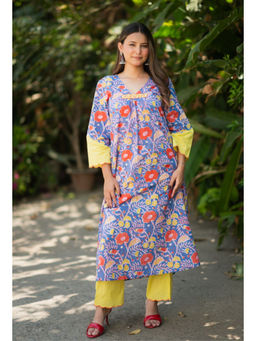 RANGREZA ETHNIC - Purple Plush Kurta with Pant (Set of 2)