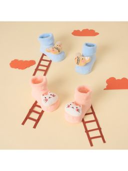 Kicks and Crawl - Multi-Color Ellie and Fur 3D Booties - (Pack of 2)