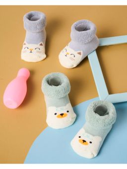 Kicks and Crawl - Multi-Color Paw and Hugs Booties - (Pack of 2)