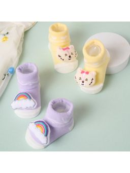 Kicks and Crawl - Multi-Color Cloud cub 3d Booties (Pack of 2)