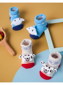 Kicks and Crawl - Multi-Color Whale Wags 3d Booties - (Pack of 2)