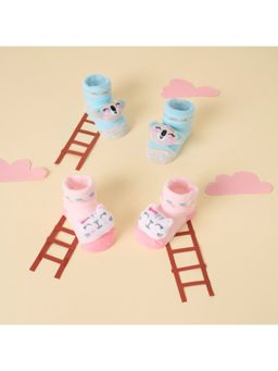 Kicks and Crawl - Multi-Color Cute Smiles 3d Booties - (Pack of 2)