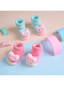 Kicks and Crawl - Multi-Color Love Kitten 3d Booties - (Pack of 2)