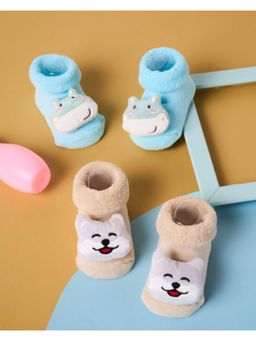 Kicks and Crawl - Multi-Color Puppy Pals 3d Booties - (Pack of 2)