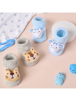 Kicks and Crawl - Multi-Color Paw and Hoof 3d Booties - (Pack of 2)