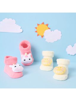 Kicks and Crawl - Multi-Color Unicorn Shine 3d Booties - (Pack of 2)