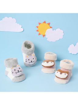 Kicks and Crawl - Multi-Color Wild dow 3d Booties - (Pack of 2)