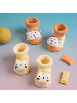 Kicks and Crawl - Multi-Color Mice and Meow 3d Booties - (Pack of 2)