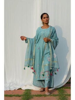 Saatvikei - Chidiya - Powder Blue Kurta with Palazzo and Dupatta (Set of 3)