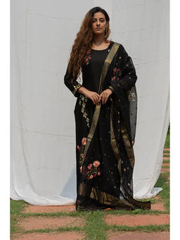 Saatvikei - Parineeta - Black Kurta with Palazzo and Dupatta (Set of 3)