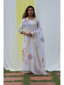 Saatvikei - Parineeta - Ivory Kurta with Palazzo and Dupatta (Set of 3)