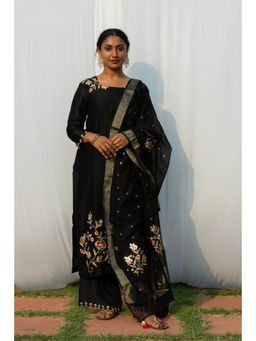 Saatvikei - Rajkumari - Black Kurta with Palazzo and Dupatta (Set of 3)