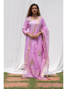 Saatvikei - Rajkumari - Mauve Kurta with Palazzo and Dupatta (Set of 3)