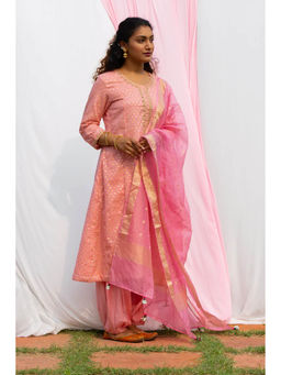 Saatvikei - Rajnandini - Pink Kurta with Palazzo and Dupatta (Set of 3)