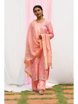 Saatvikei - Titli - Peach Kurta with Palazzo and Dupatta (Set of 3)